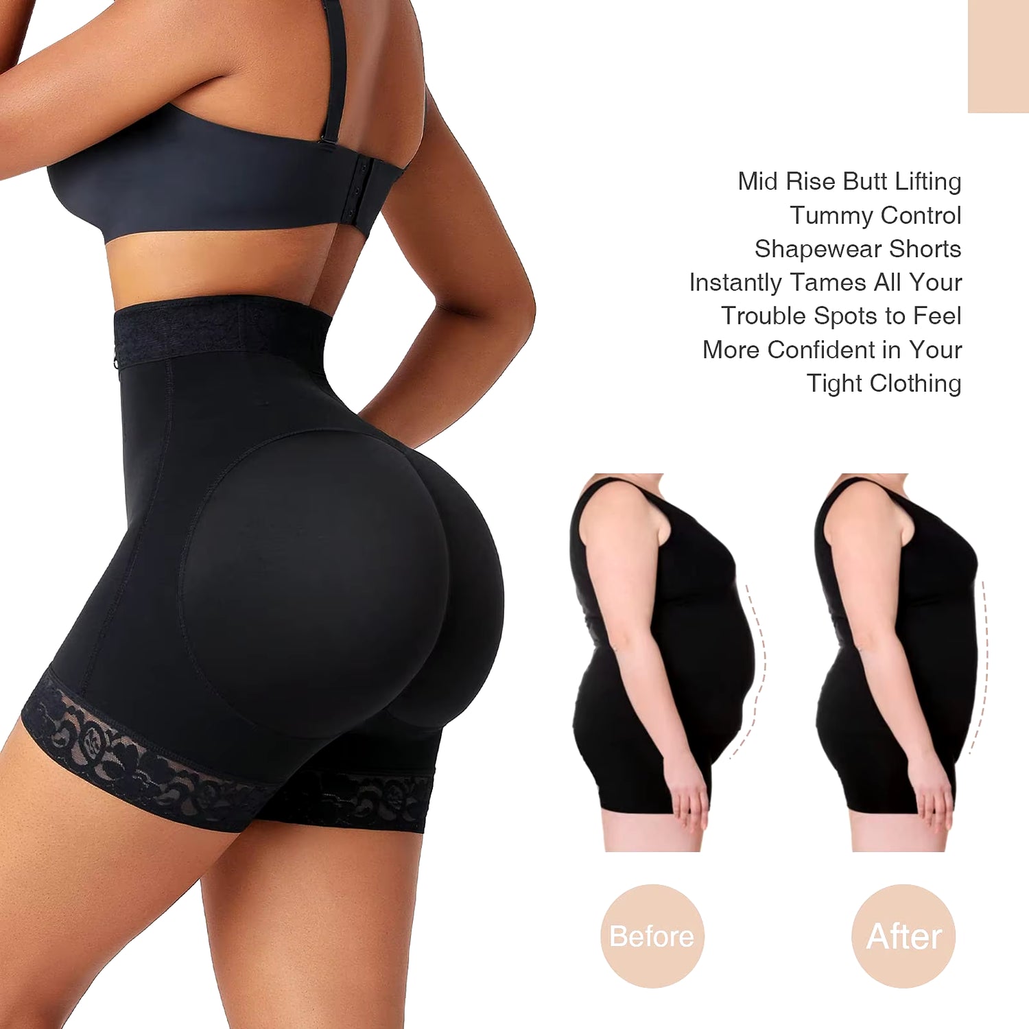 Zipper Shapewear High-Waisted Hip-Lift Butt Lifter Lace Hip Lift Pants Postpartum for Women Slimming Body Shaper Control Panties