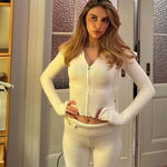 Sexy Sport Tracksuit Knitted Two Piece Set 2024 Autumn Winter 2 Piece Sets Women Outfit Sexy Slim Hooded Tops Pants Sets