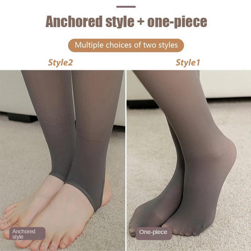 Women Fleece Stockings Sexy Translucent Elastic Thermal Tights Woman Winter Warm Slim Pantyhose plus Tight Leggings Streetwear