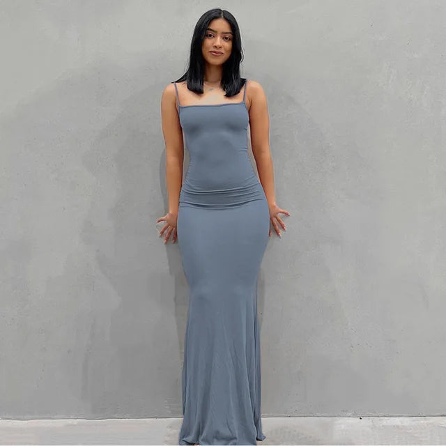 Chic&Bloom™ Satin Slip Backless Maxi Dress