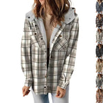 Chic&Bloom™ Casual Plaid Hooded Woolen Coat